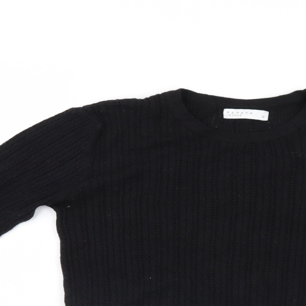Womens UK Size 12 Papaya Black Pullover Jumper