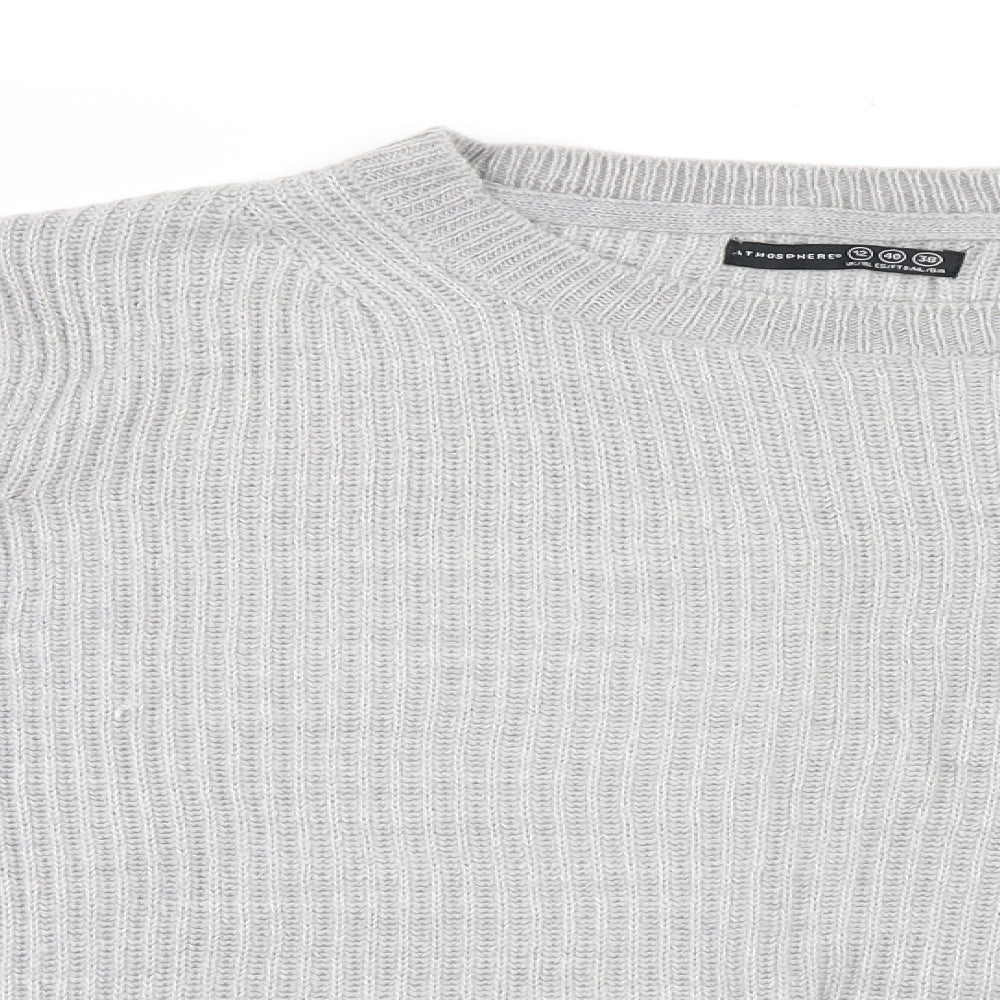 Womens UK Size 12 Atmosphere Grey Henley Jumper