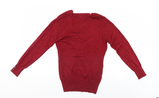Womens UK Size M Yessica Red Cardigan Jumper