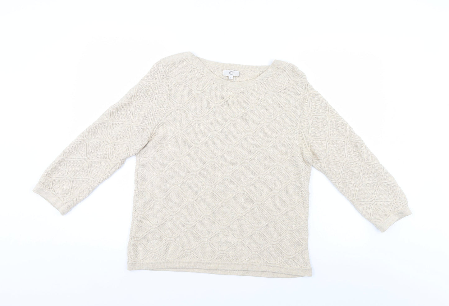 CC Womens Ivory Argyle/Diamond  Pullover Jumper Size L