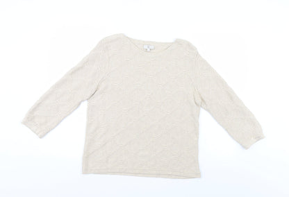 CC Womens Ivory Argyle/Diamond  Pullover Jumper Size L