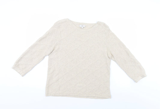 CC Womens Ivory Argyle/Diamond  Pullover Jumper Size L