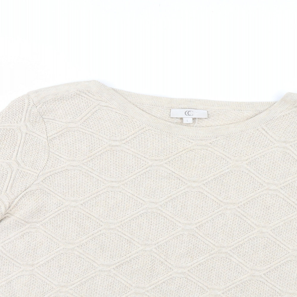 CC Womens Ivory Argyle/Diamond  Pullover Jumper Size L