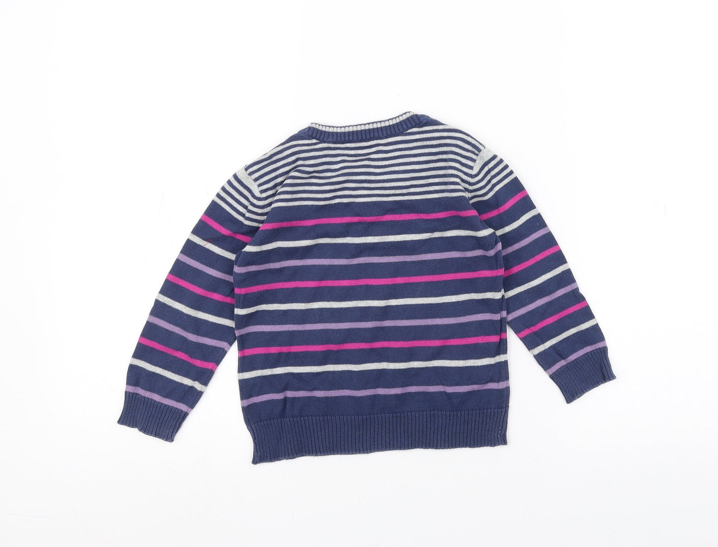 Preworn Girls Blue Striped  Pullover Jumper Size 2-3 Years