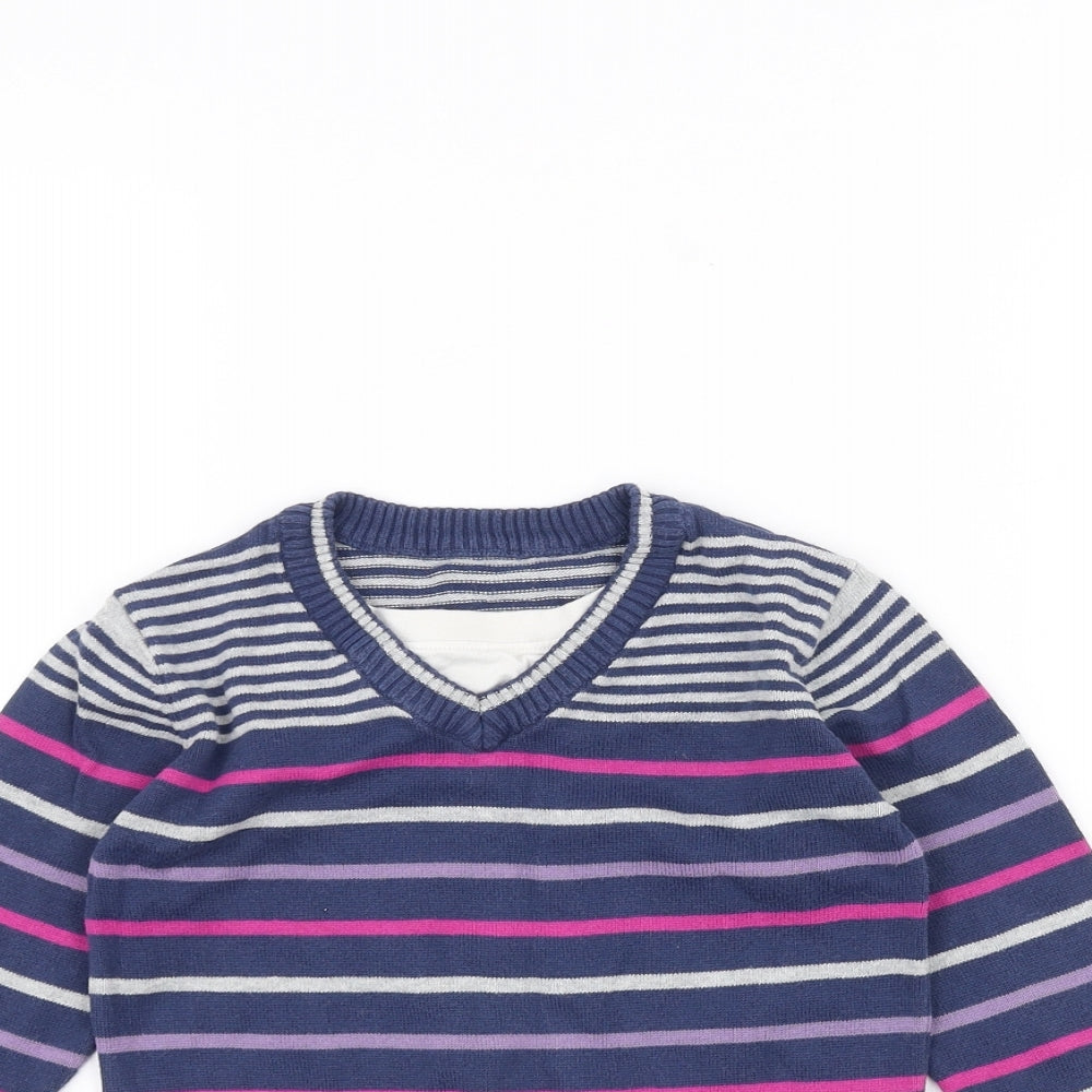 Preworn Girls Blue Striped  Pullover Jumper Size 2-3 Years
