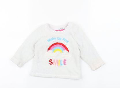 Crafted Baby White   Pullover T-Shirt Size 18-24 Months  - rainbow