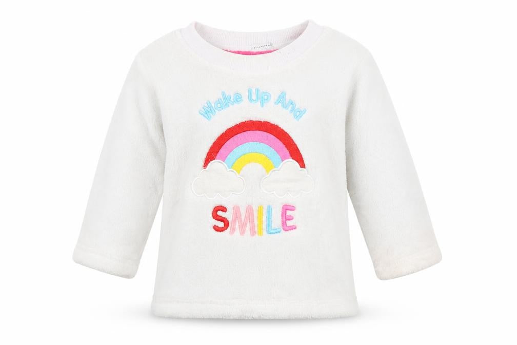 Front view of Crafted Baby White Pullover T-Shirt, size 18-24, Months - rainbow