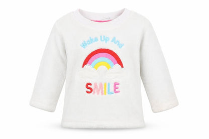 Front view of Crafted Baby White Pullover T-Shirt, size 18-24, Months - rainbow
