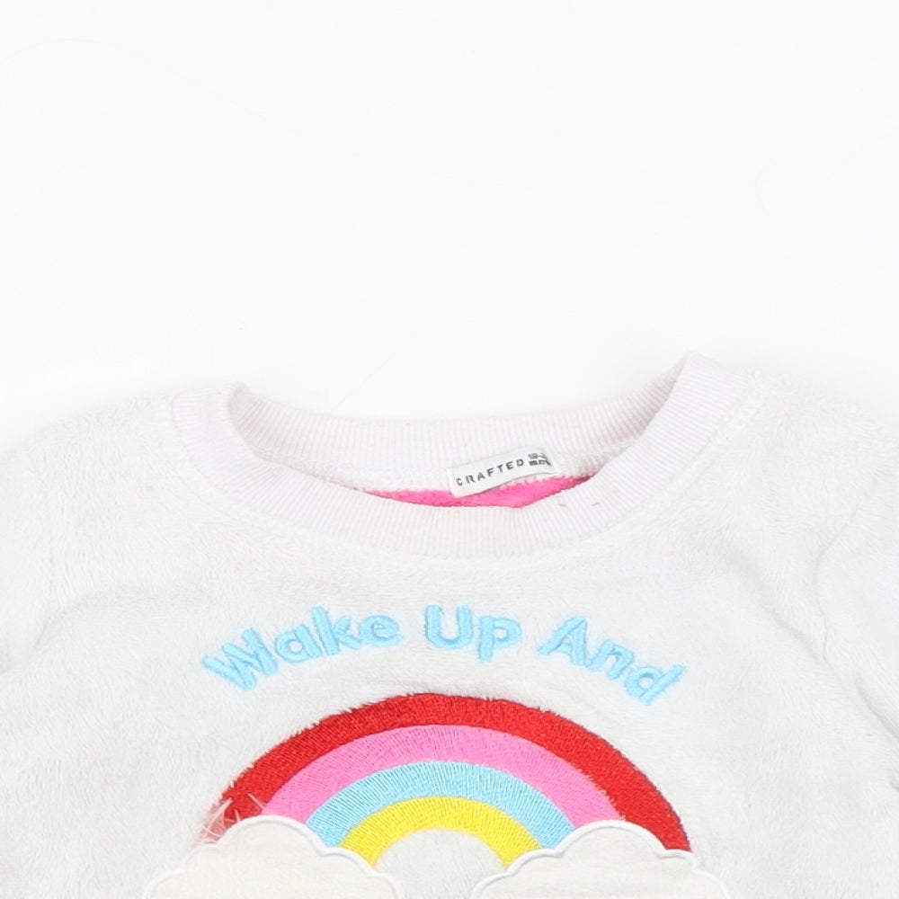 Crafted Baby White   Pullover T-Shirt Size 18-24 Months  - rainbow