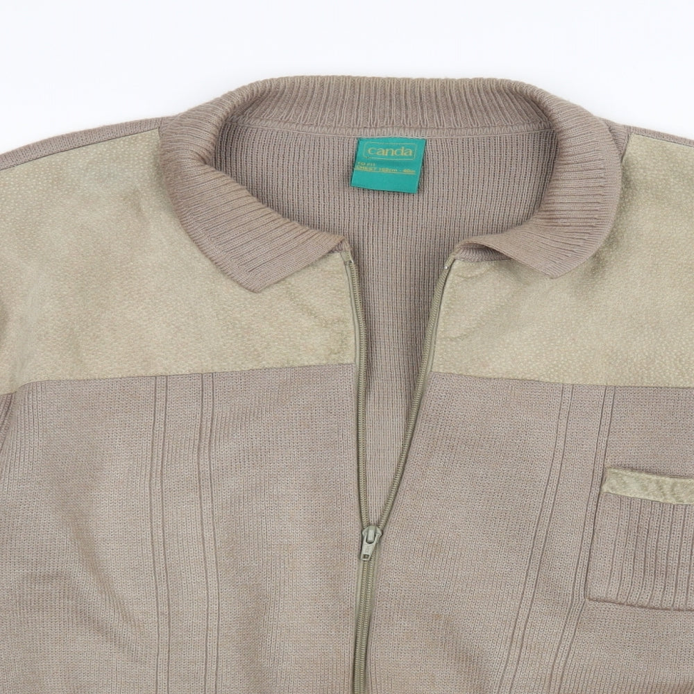 Canada Mens Beige   Full Zip Jumper