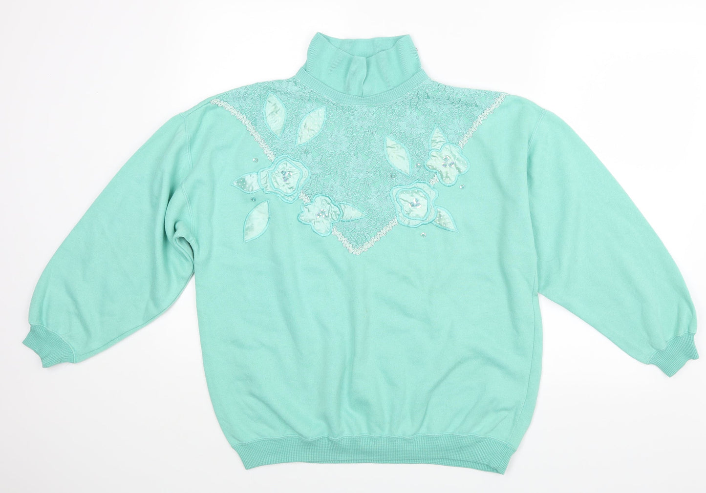 By Design Womens Green Floral  Pullover Jumper Size S