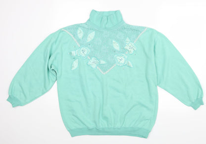 By Design Womens Green Floral  Pullover Jumper Size S