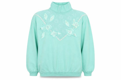 By Design Womens Green Floral  Pullover Jumper Size S