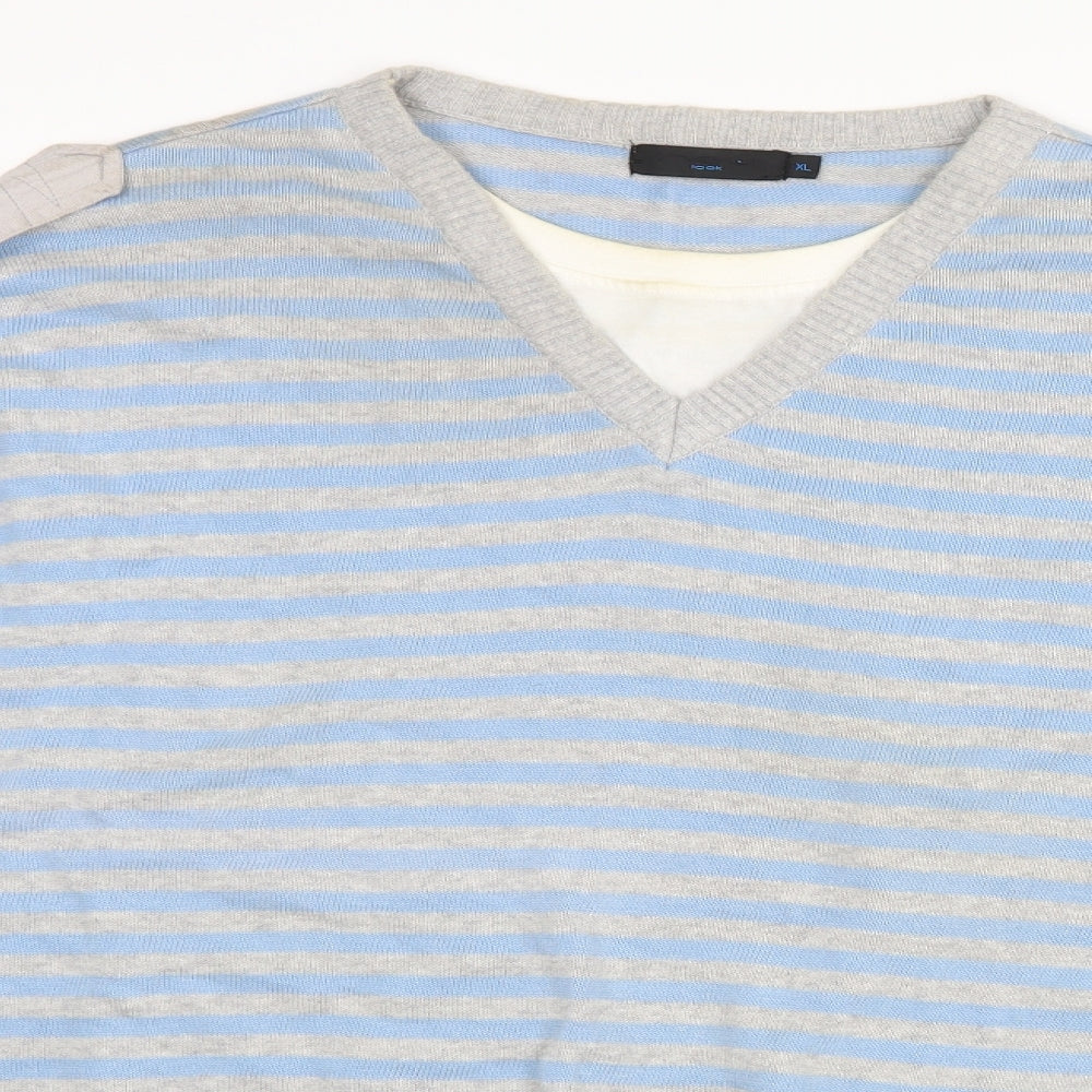 New Look Mens Blue Striped  Pullover Jumper Size XL