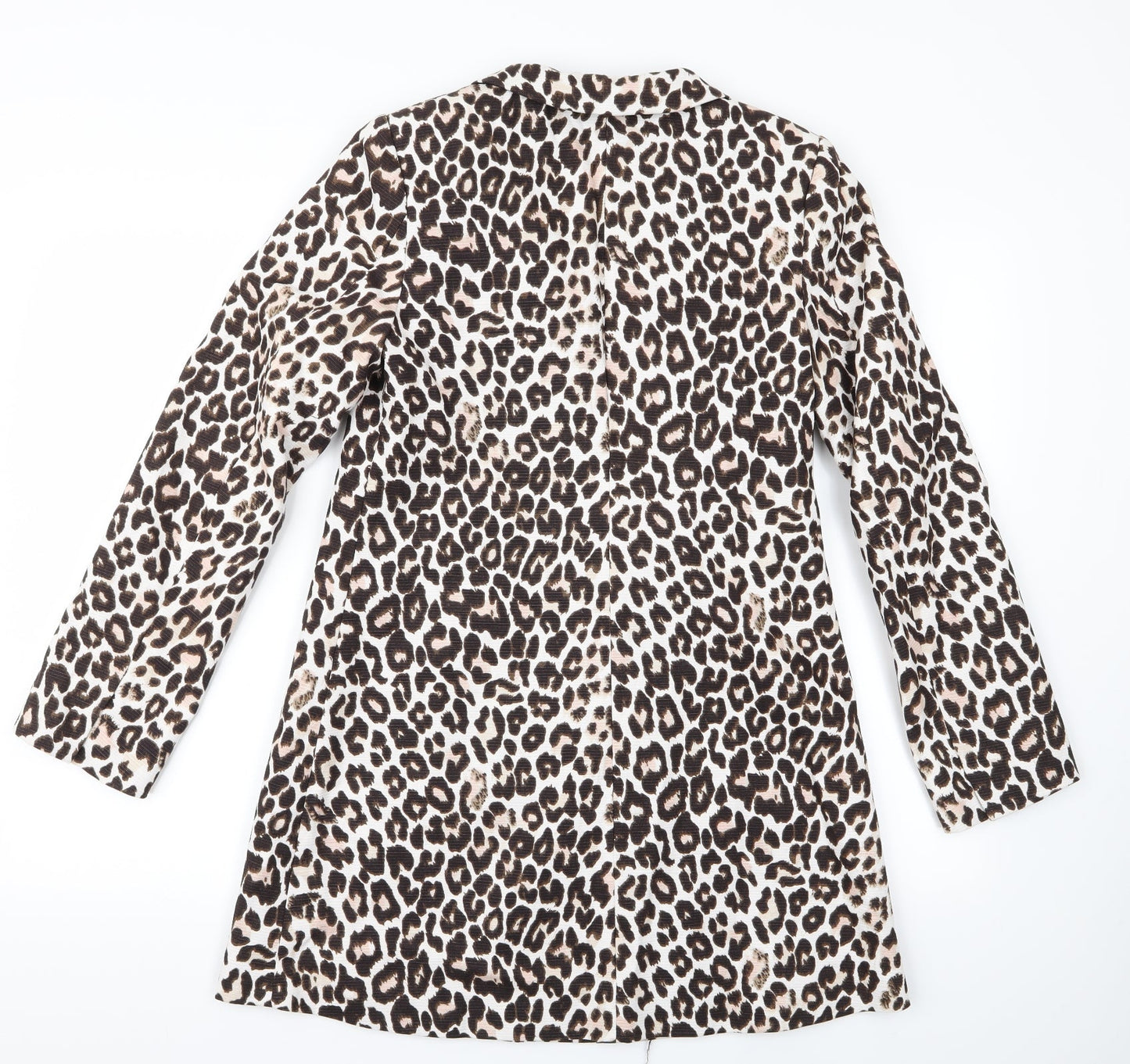 H&M Womens Beige Animal Print  Overcoat Jacket Size 4