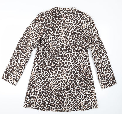 H&M Womens Beige Animal Print  Overcoat Jacket Size 4
