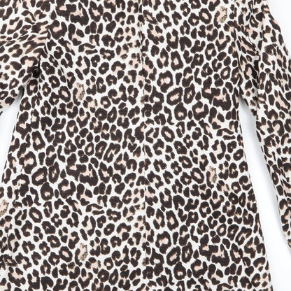 H&M Womens Beige Animal Print  Overcoat Jacket Size 4