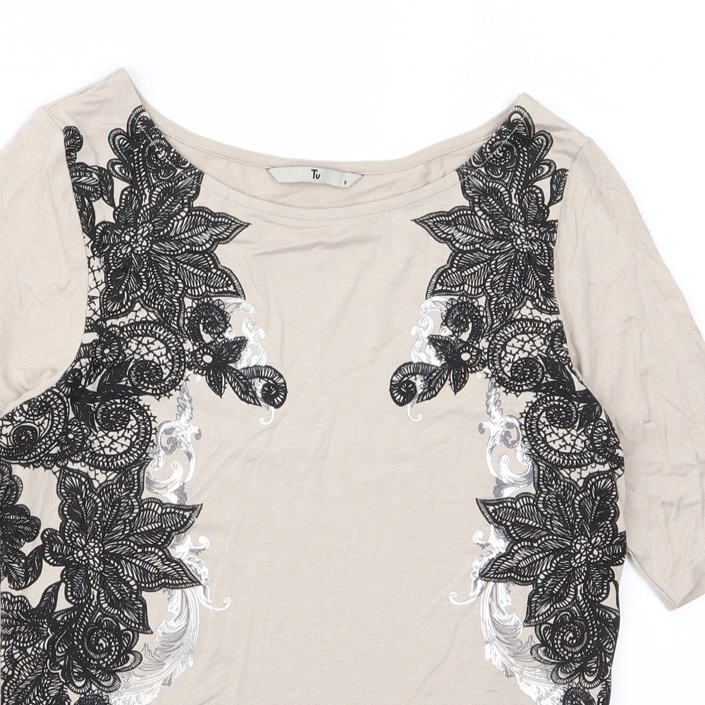 TU Womens Brown   Basic T-Shirt Size 8