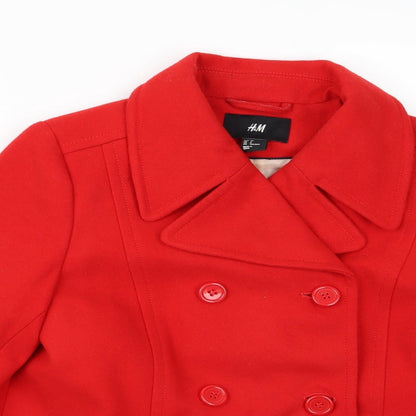 Womens UK Size 6 H&M Red Overcoat