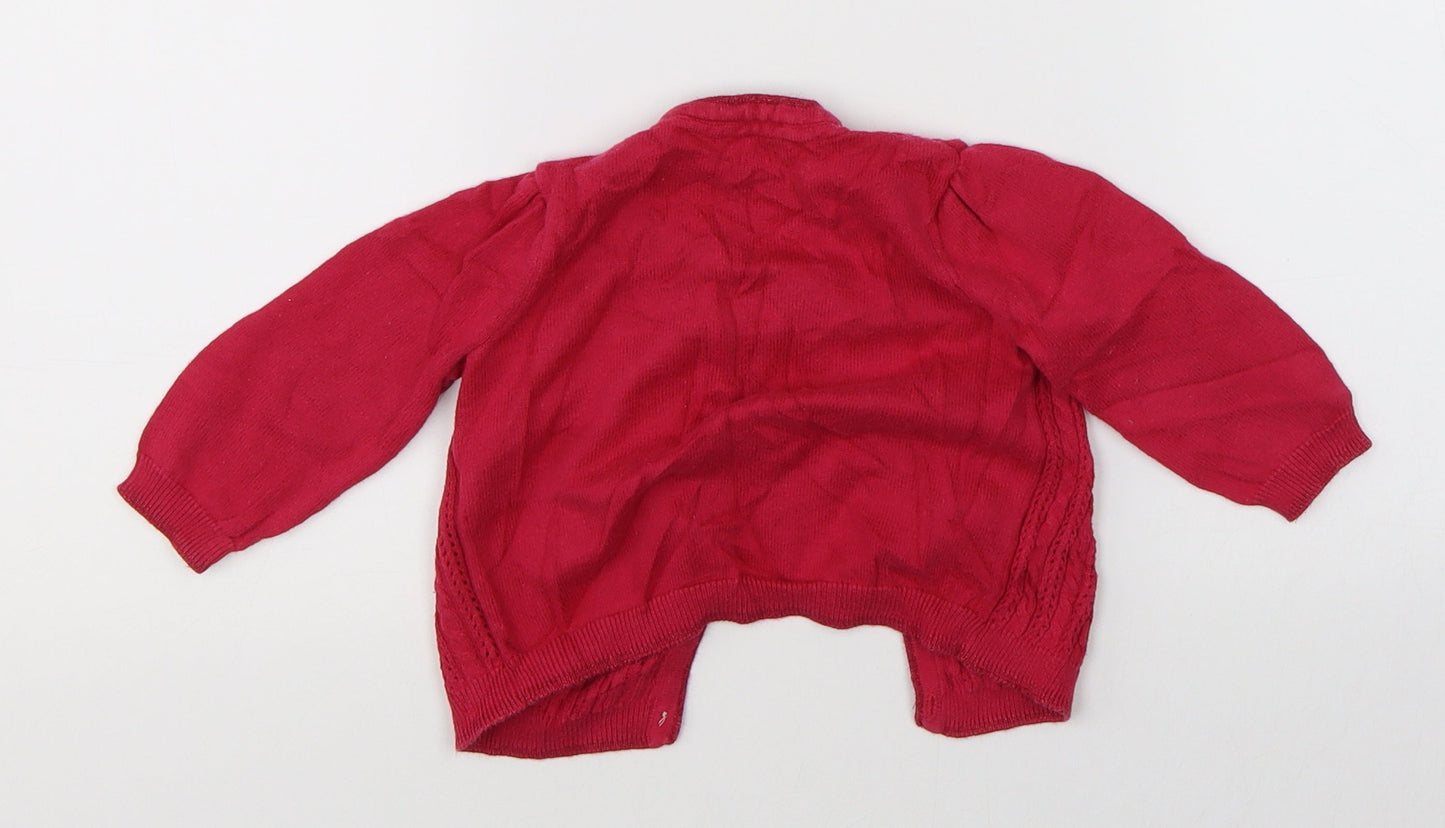 Preworn Girls Pink   Cardigan Jumper Size 6-9 Months