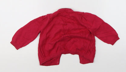 Preworn Girls Pink   Cardigan Jumper Size 6-9 Months