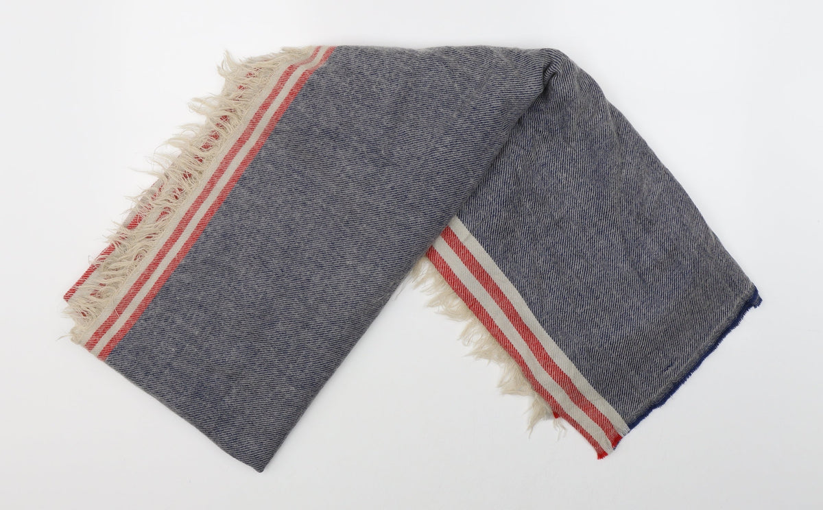 Front view of Preworn unisex blue scarf