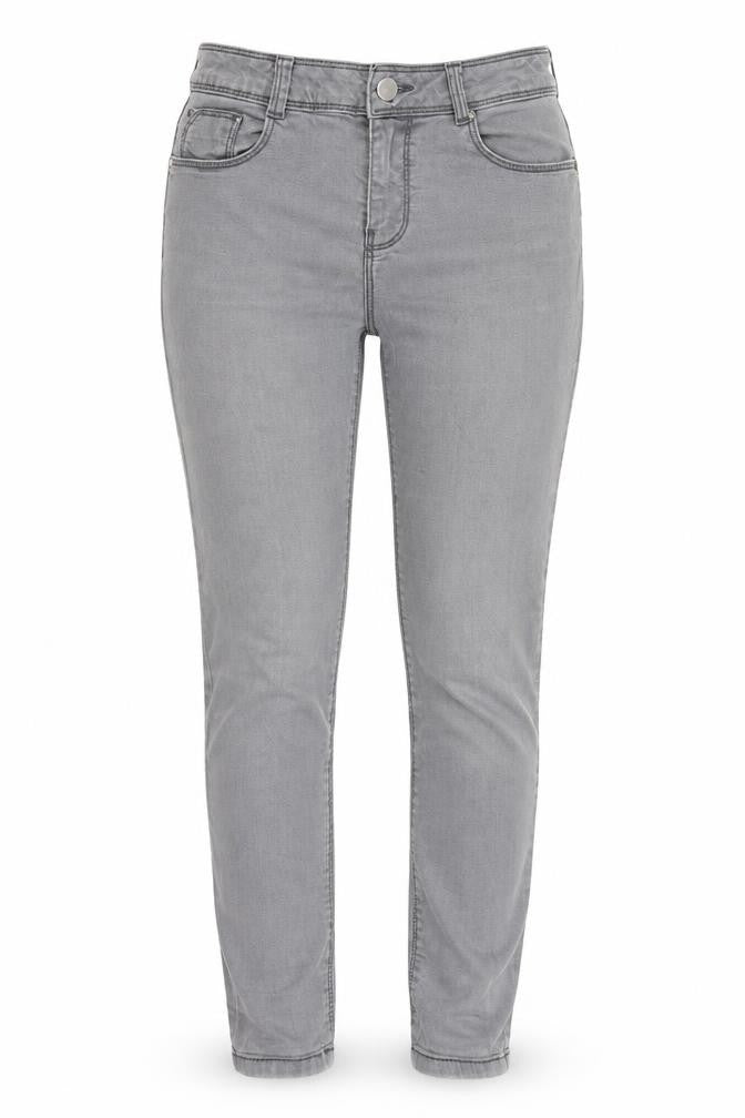 Front view of DP women’s grey denim jegging jeans, size UK 8, 28.5-inch leg