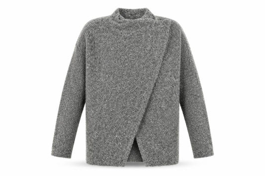Front view of Papaya women’s grey cardigan jumper, size L