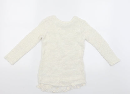 George Girls White   Pullover Jumper Size 7-8 Years