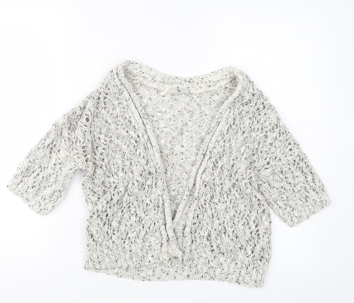 TU Womens White  Knit Cardigan Jumper Size 12