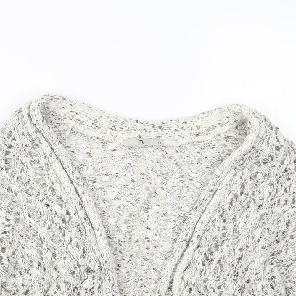 TU Womens White  Knit Cardigan Jumper Size 12