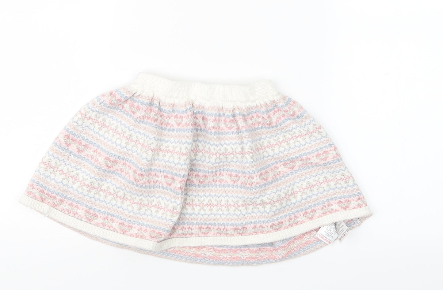 Preworn Girls Pink Geometric Knit A-Line Skirt Size 3-4 Years