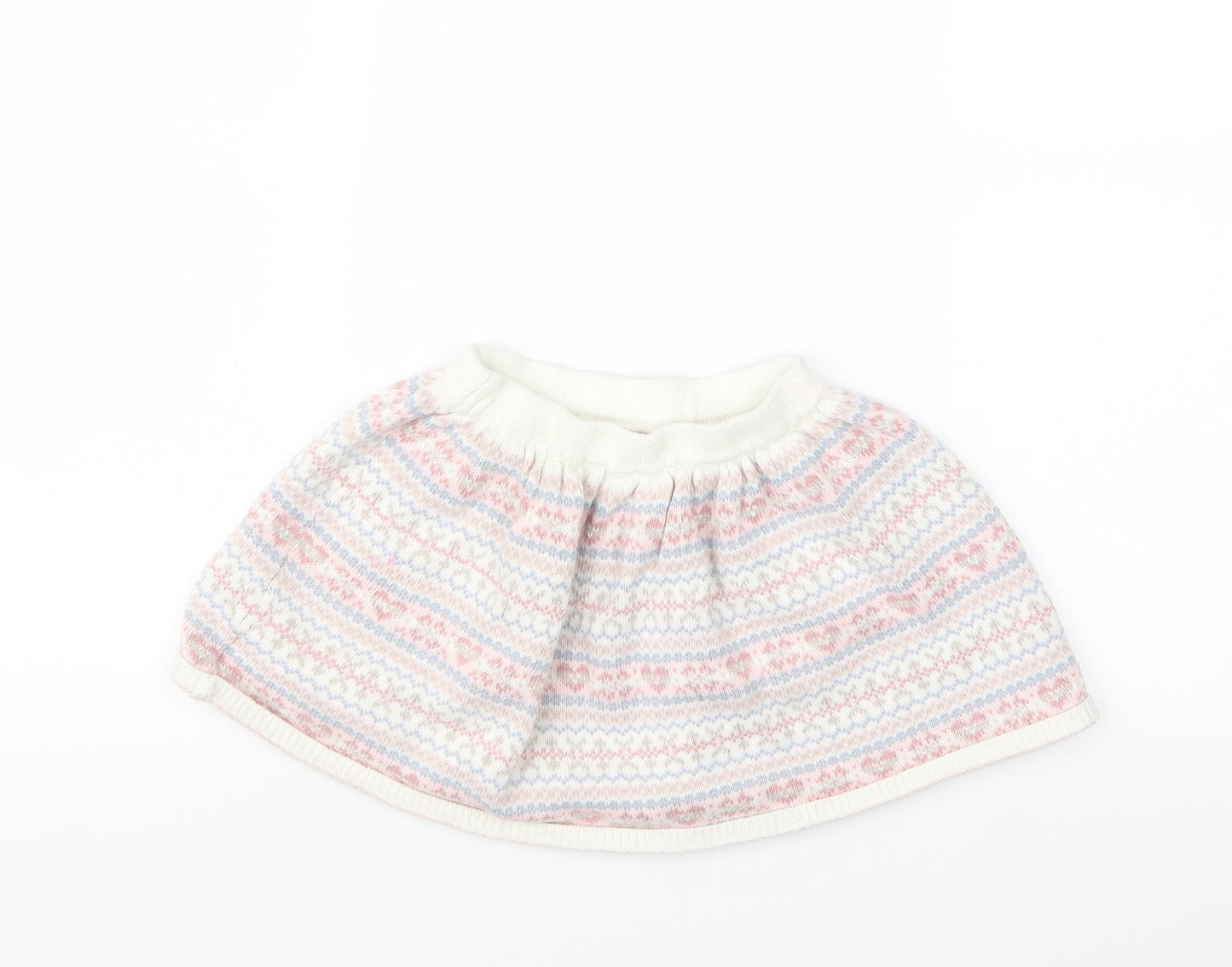 Preworn Girls Pink Geometric Knit A-Line Skirt Size 3-4 Years