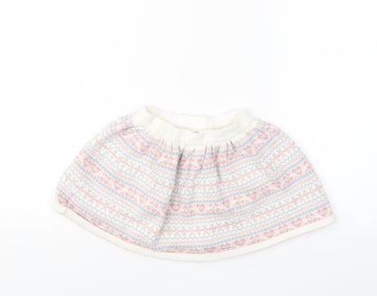 Preworn Girls Pink Geometric Knit A-Line Skirt Size 3-4 Years