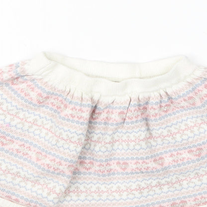 Preworn Girls Pink Geometric Knit A-Line Skirt Size 3-4 Years
