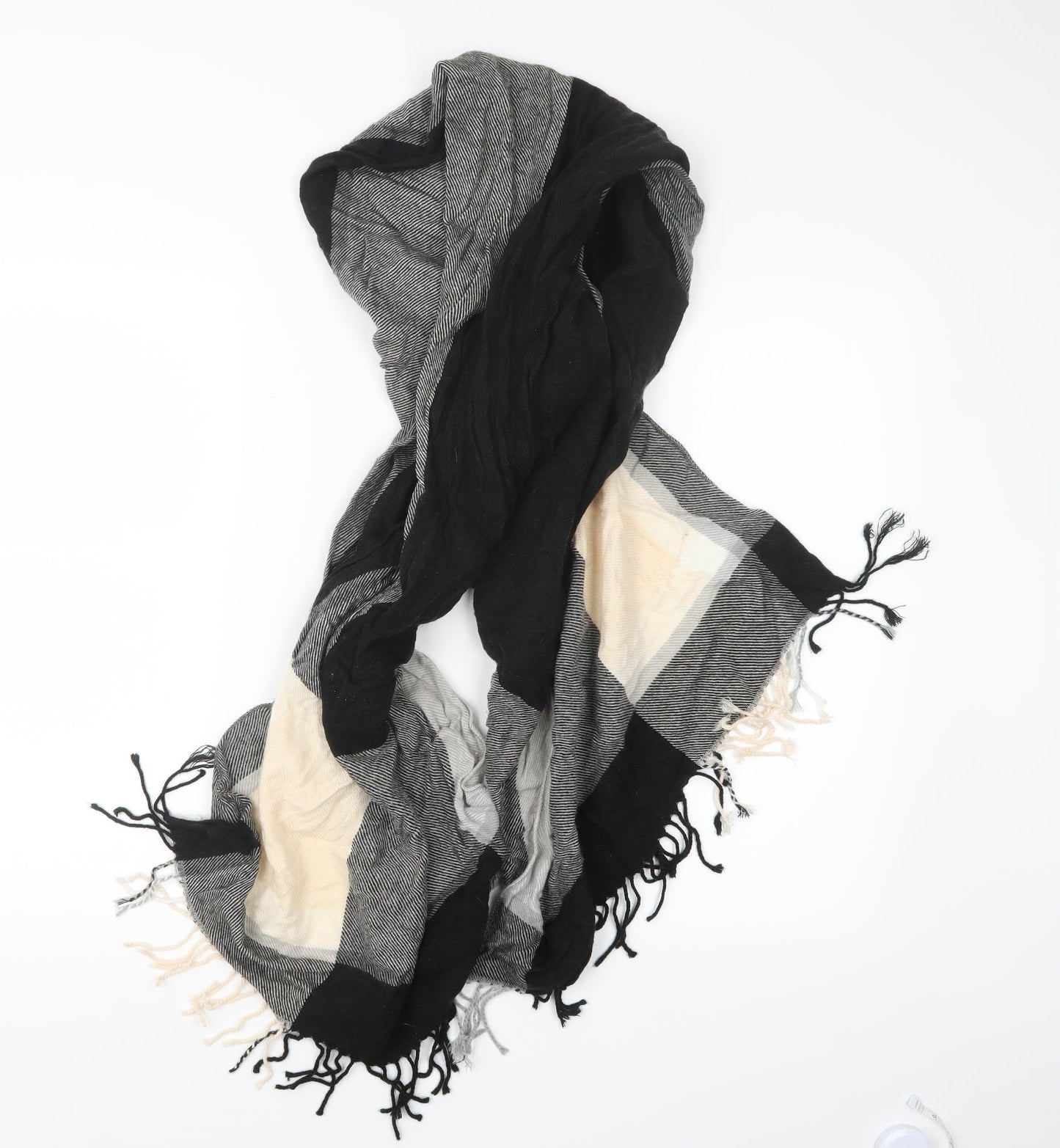 Preworn Womens Black Check Knit  Scarf