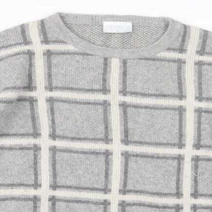 COSTWOLD COLLECTIONS Womens Grey Check Knit Pullover Jumper Size XL