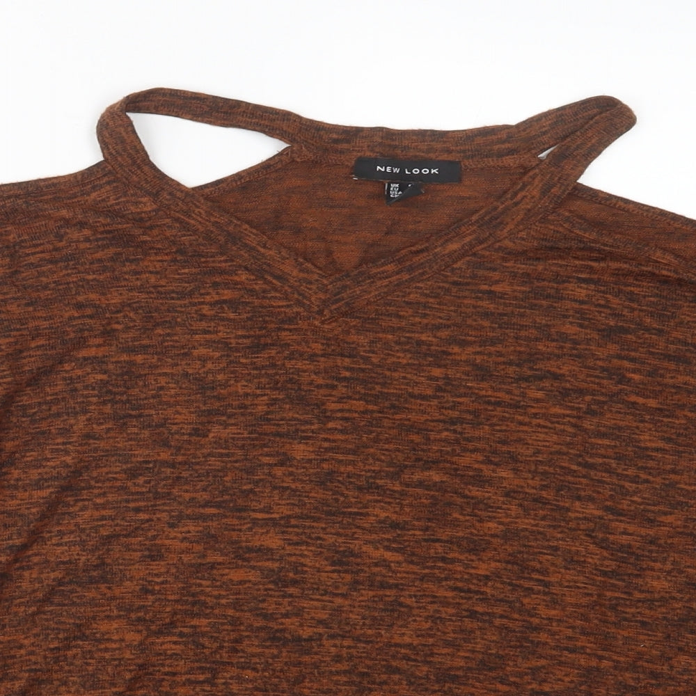 Womens UK Size S New Look Brown Basic T-Shirt
