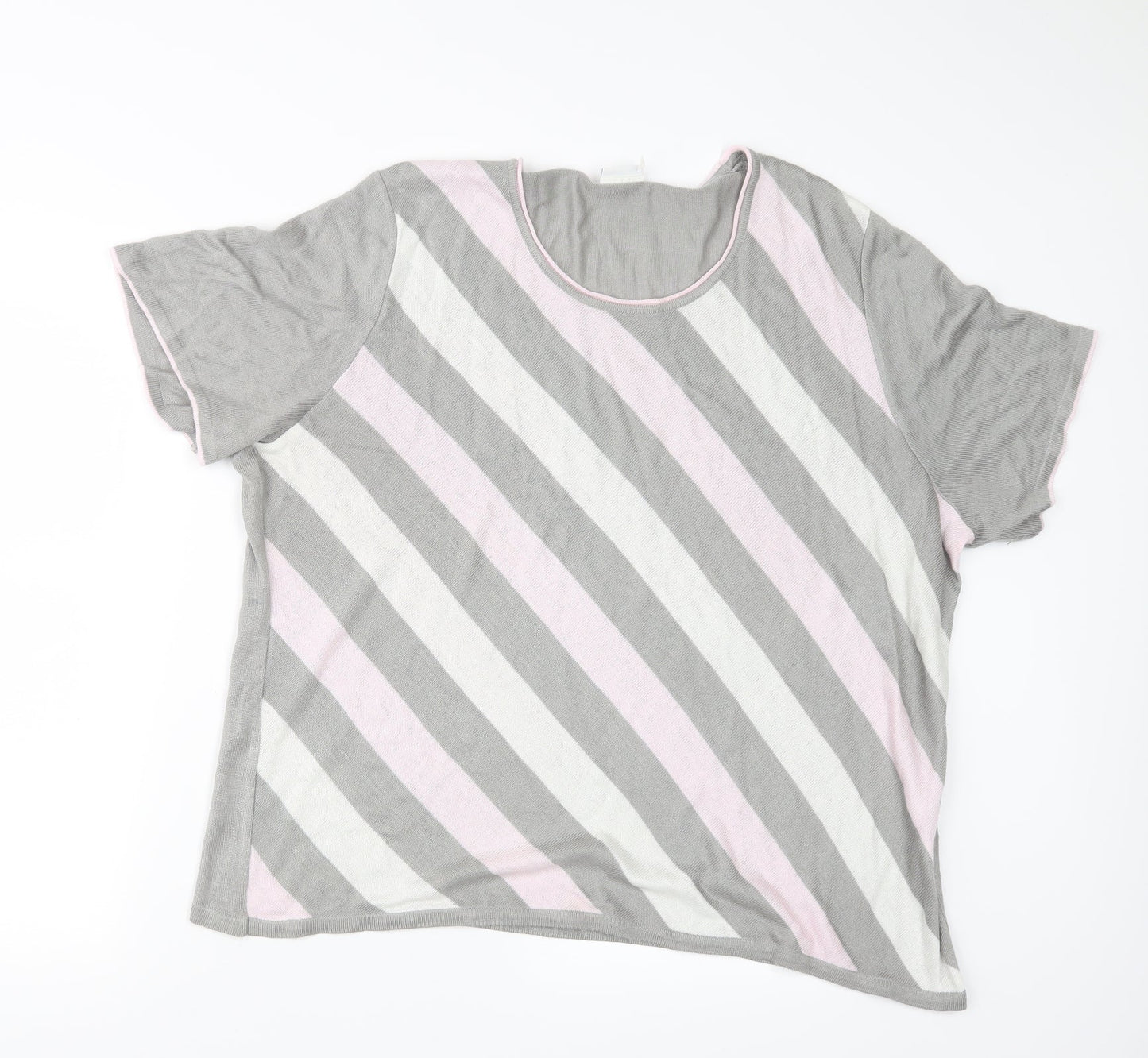 Womens UK Size 24 LUCIA Grey Basic T-Shirt