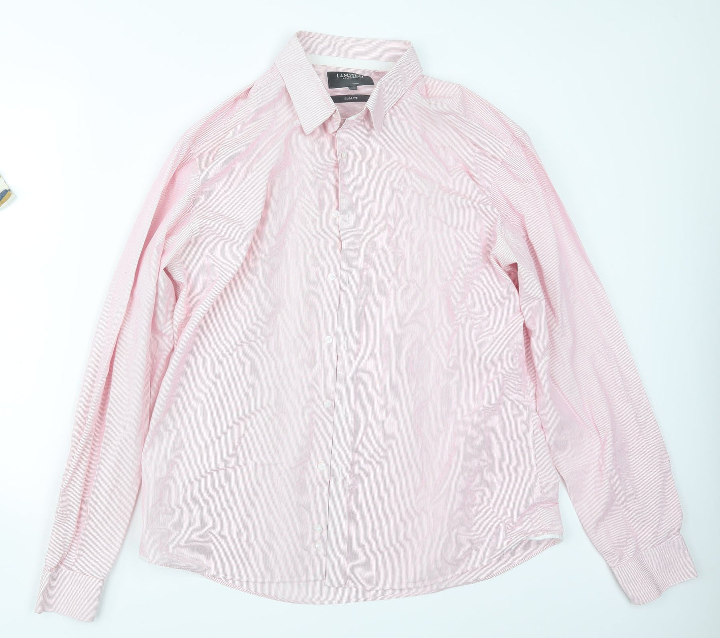 Mens UK Size 17.5 Limited Collection Pink  Button-Up Long Sleeve Casual Shirt