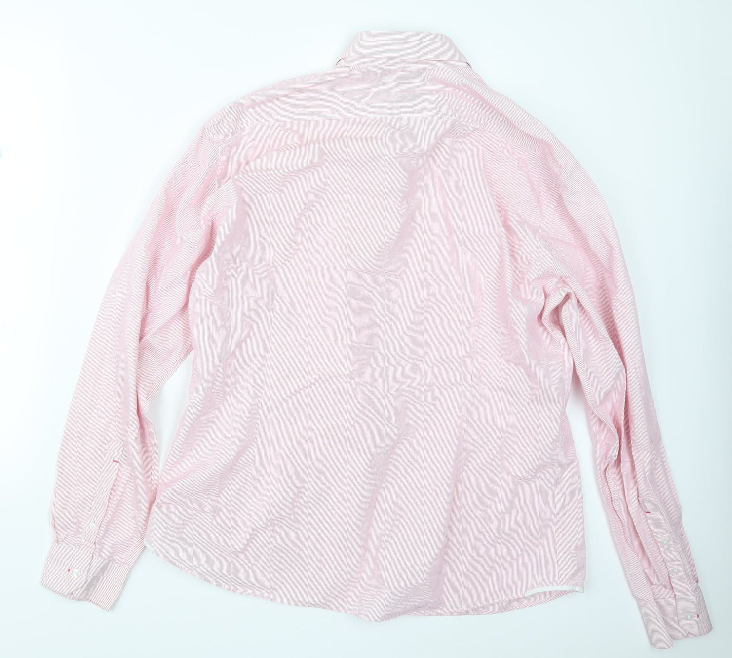Mens UK Size 17.5 Limited Collection Pink  Button-Up Long Sleeve Casual Shirt