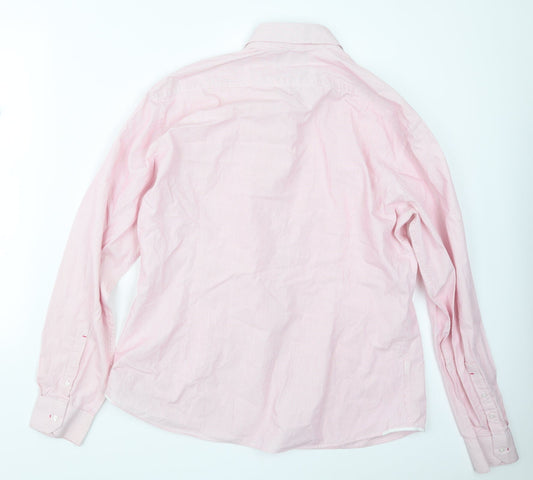 Mens UK Size 17.5 Limited Collection Pink  Button-Up Long Sleeve Casual Shirt