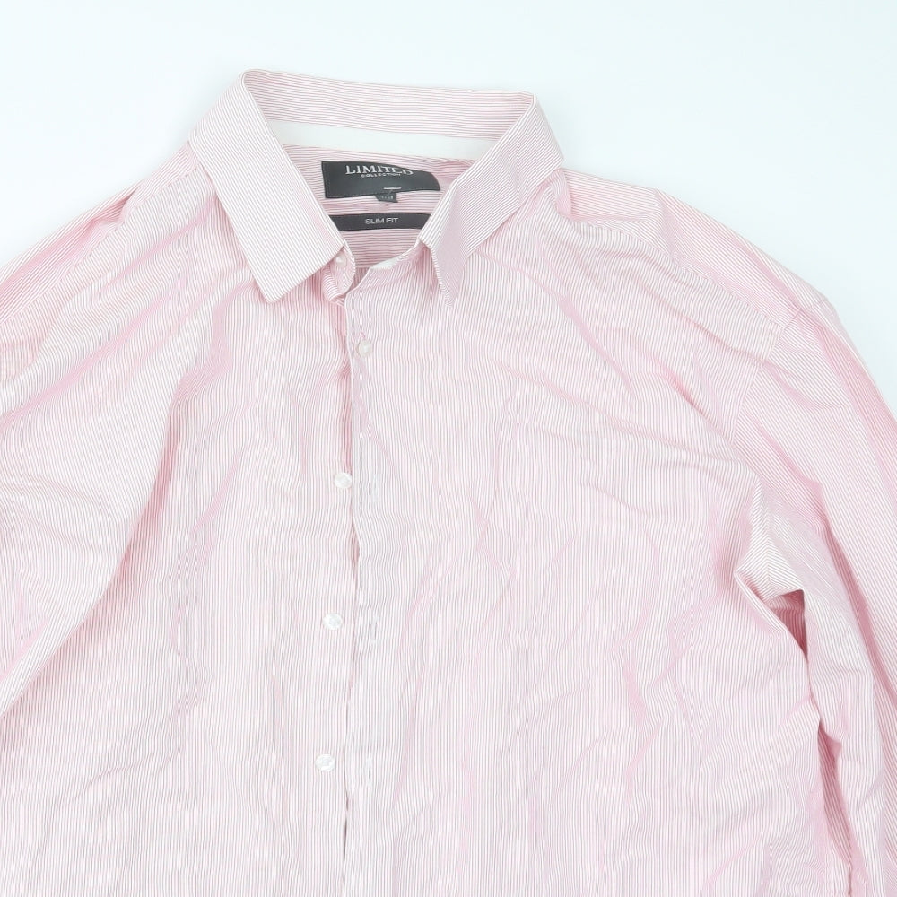 Mens UK Size 17.5 Limited Collection Pink  Button-Up Long Sleeve Casual Shirt