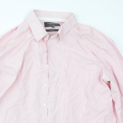 Mens UK Size 17.5 Limited Collection Pink  Button-Up Long Sleeve Casual Shirt
