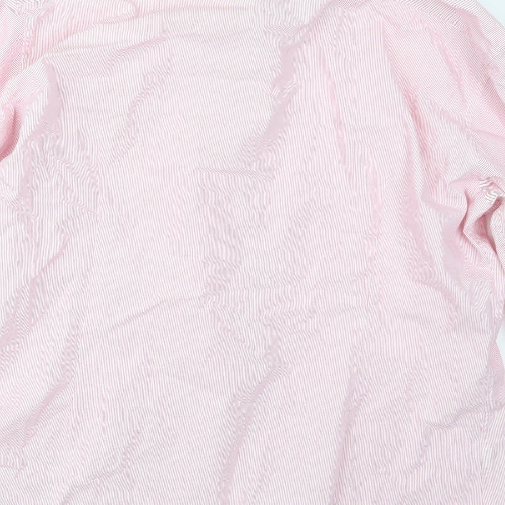 Mens UK Size 17.5 Limited Collection Pink  Button-Up Long Sleeve Casual Shirt
