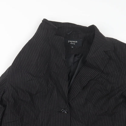 Papaya Womens Black Striped  Jacket Blazer Size 16