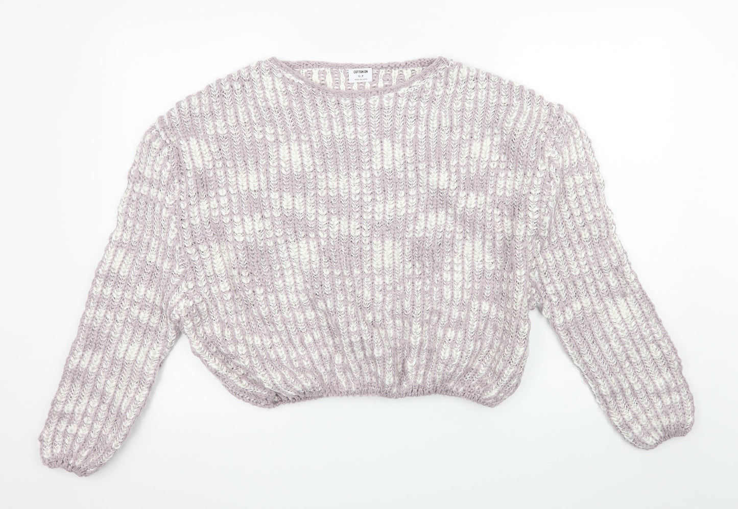 Cotton On Womens Purple Striped Knit Pullover Jumper Size S