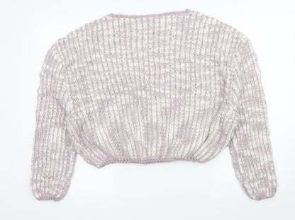 Cotton On Womens Purple Striped Knit Pullover Jumper Size S