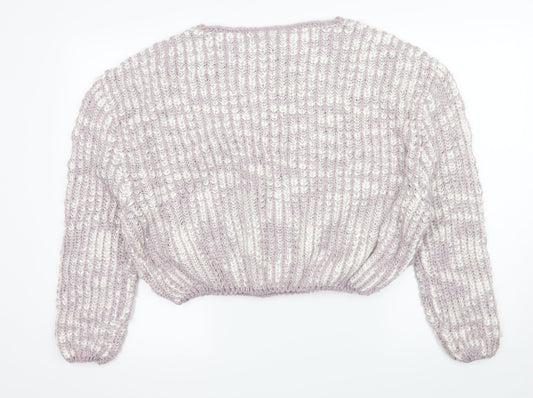 Cotton On Womens Purple Striped Knit Pullover Jumper Size S