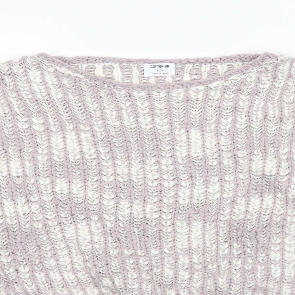 Cotton On Womens Purple Striped Knit Pullover Jumper Size S